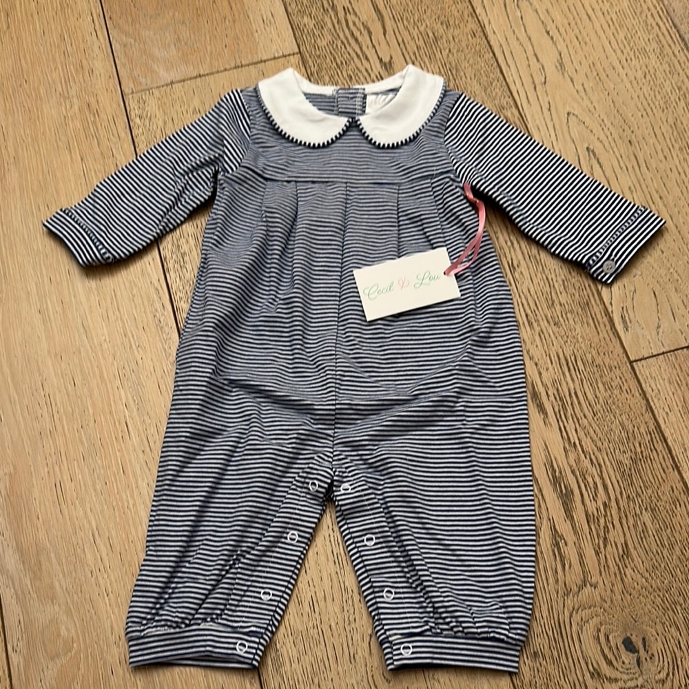 Striped Navy and White Kids One Piece by Cecil and Lou 9m
